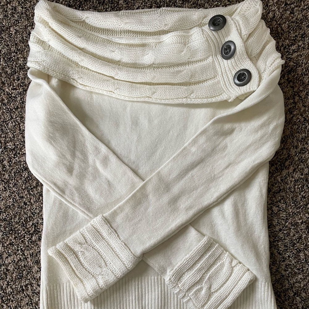 Off Shoulder Sweater with Button Detail